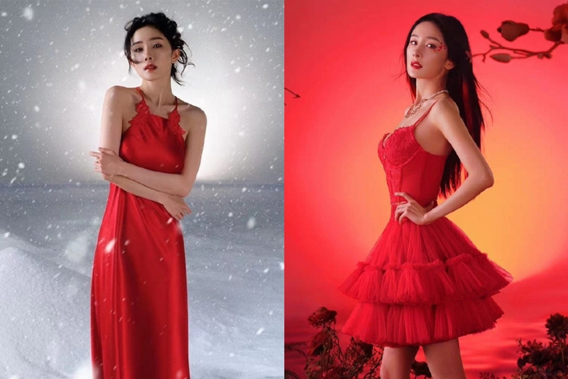 杨幂这组图片网友反应两极。 （图/微博）