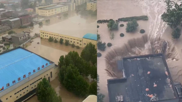 河北涿州出现大规模水浸。