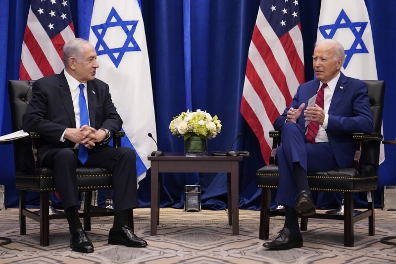 拜登拟接受内塔尼亚胡邀请出访以色列，图为2人今年9月在纽约会晤。 美联社
