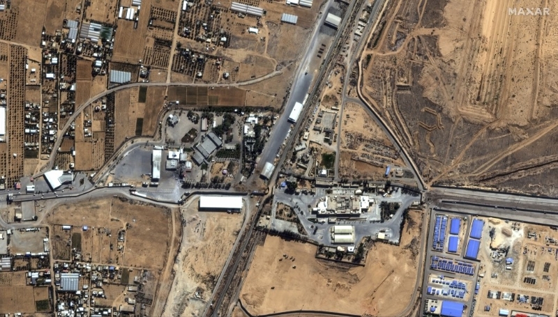拉法口岸的卫星图像。 美联社