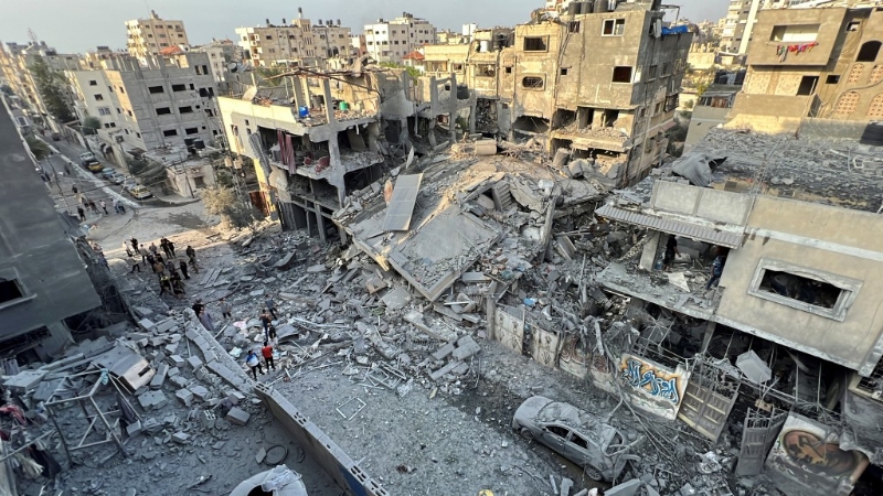 以色列连日轰炸，导致加沙地区无数建筑物被毁。