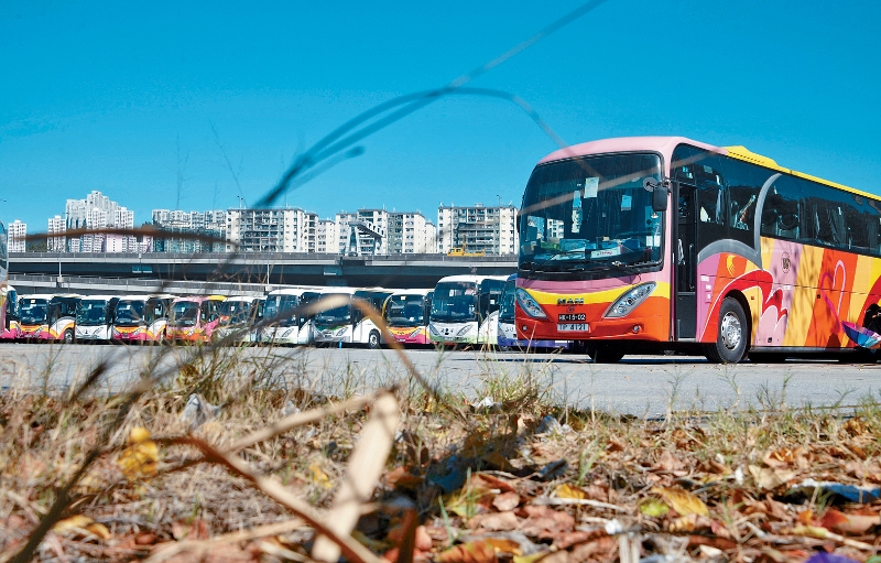 俗称“旅游巴坟场”的葵涌货柜码 头，仍有约200多辆旅游巴滞留。