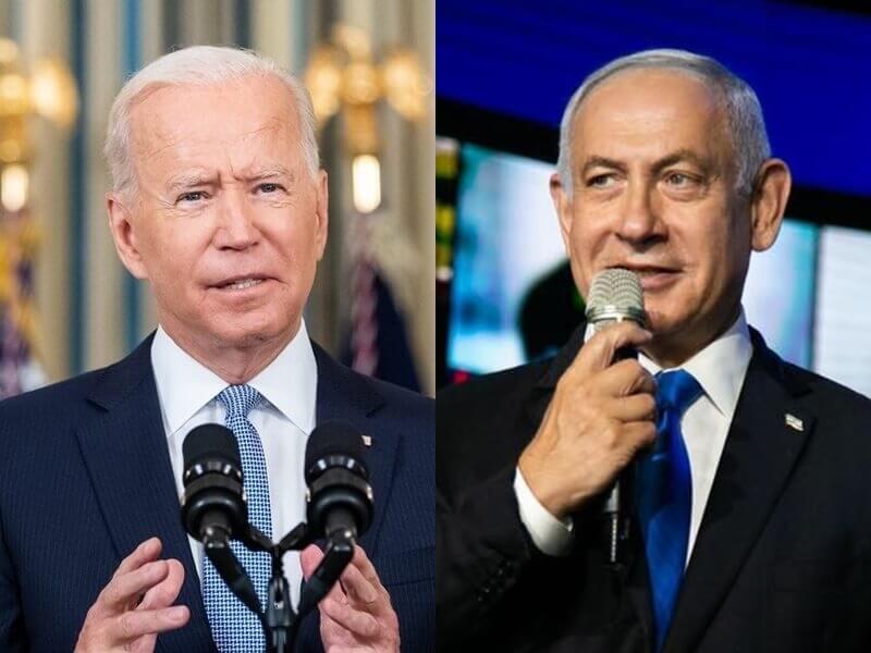 白宫表示，美国总统拜登（左）和以色列总理内塔尼亚胡（右）6日通话。 （左图取自 facebook.com WhiteHouse，右图取自 facebook.com Netanyahu）
