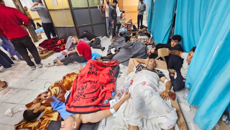 印尼医院内遍布伤者。路透社