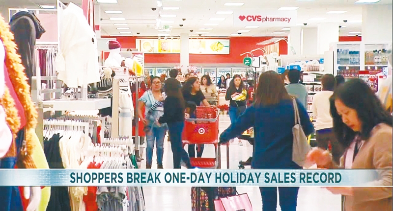 多份最新数据显示，“黑五”的销售额创下纪录，估计网上消费额高达164亿元，预料本周的“网一”将再破纪录。 电视截图