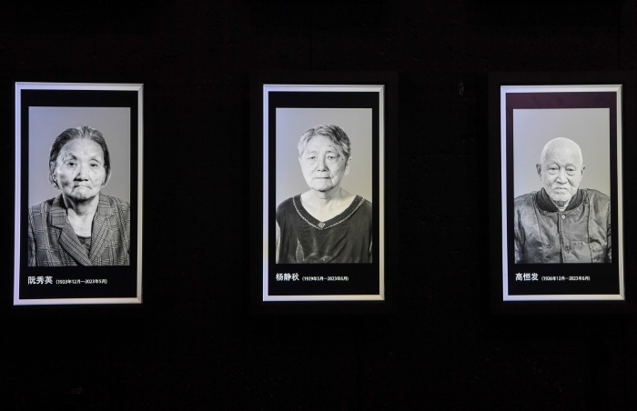 今年离世的南京大屠杀幸存者，左起阮秀英、杨静秋、高恒发。