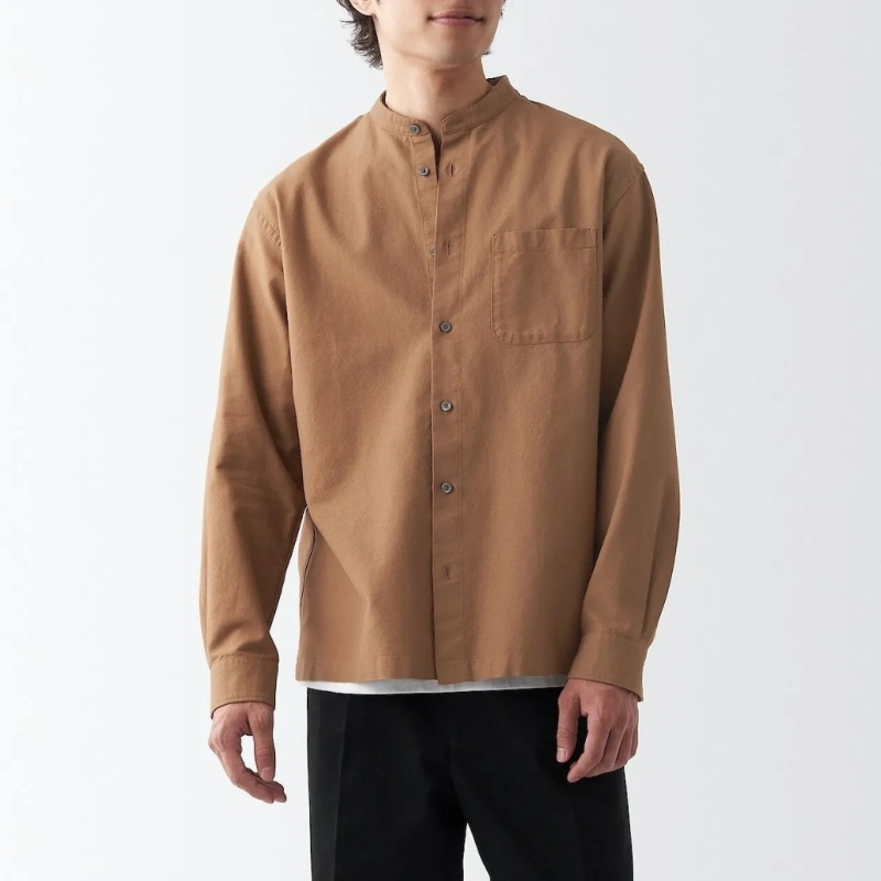 男装有机棉牛津纺领扣长袖裇衫，原价$228、现售$182，MU。