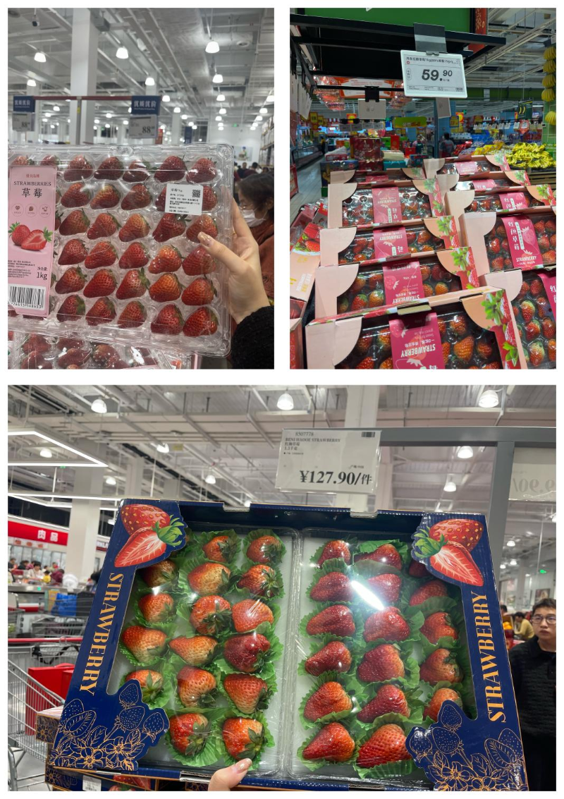 左：山姆草莓、右：大润发草莓、下：开市客草莓