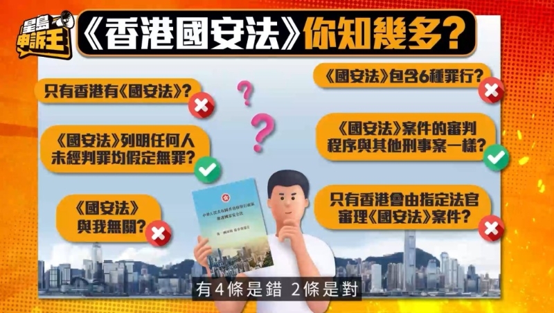 《香港国安法》设有6条是非题。