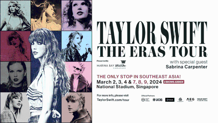 Taylor Swift将于周六开始在新加坡举行演唱会。