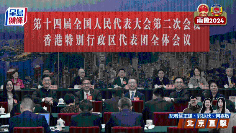 第十四届全国人民代表大会第二次会议香港特别行政区代表团全体会议。