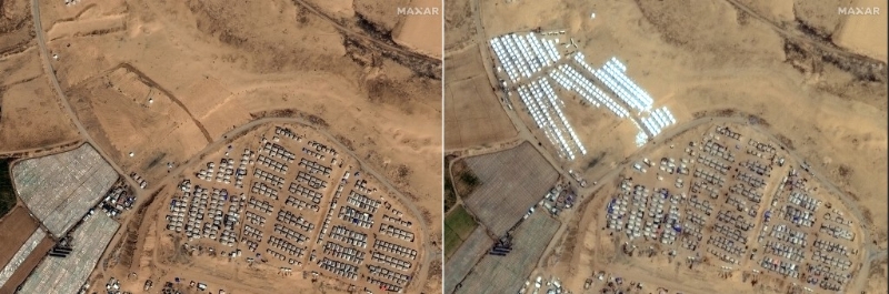 卫星照显示拉法附近现大量帐篷