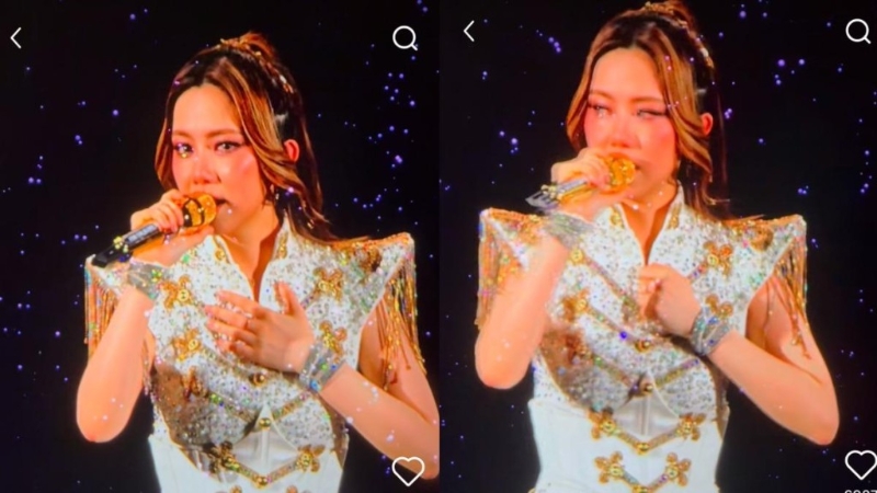 邓紫棋为方大同泪洒舞台。 邓紫棋为方大同泪洒舞台。