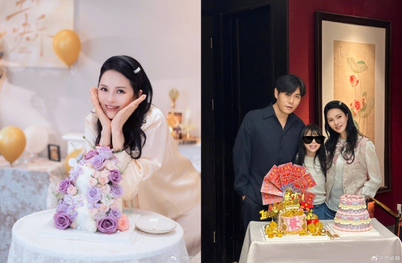 伊能静一家3口幸福庆生，57岁模样超逆龄。（图／微博 伊能静）