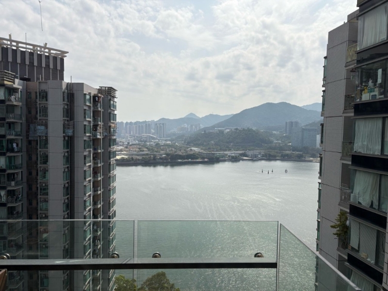 单位近望为屋苑内园泳池，远为沙田海，及对岸的中文大学。