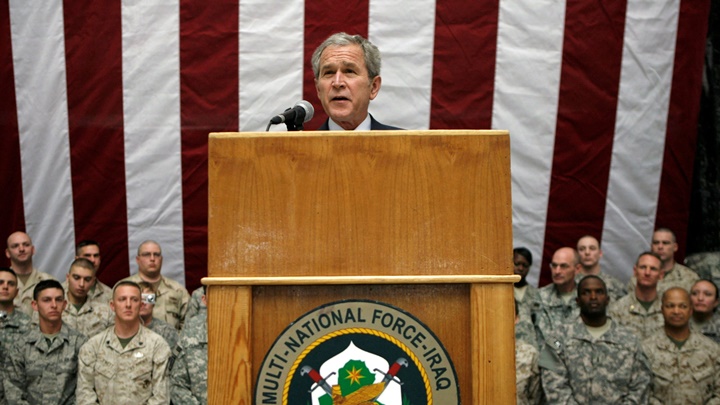 小布殊任内发动对伊拉克军事行动。 AP资料图片