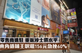 香港 | 东角道铺王呎租156港元急挫60%，重返沙士价水平