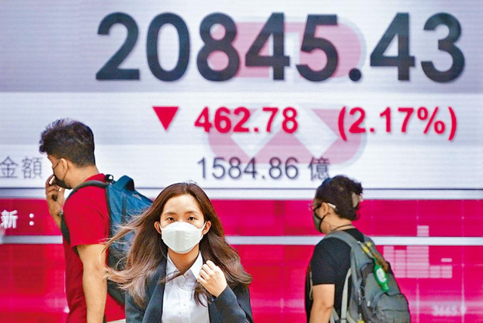 恒指昨日收報20845點,瀉462點。
