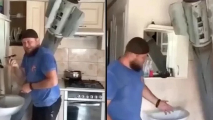 火箭射入家中，乌克兰男子冷静在旁刮胡子。
