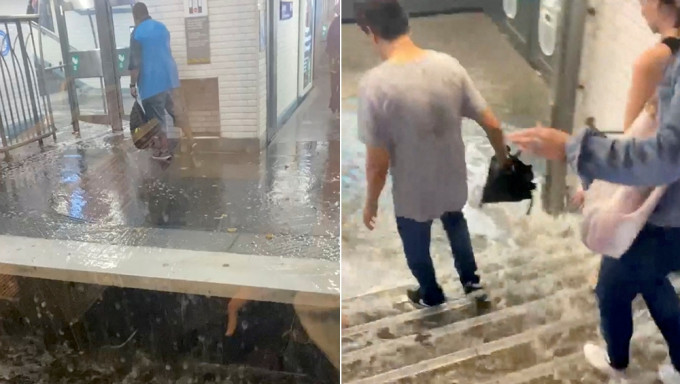 暴雨襲巴黎,地鐵站水浸。路透