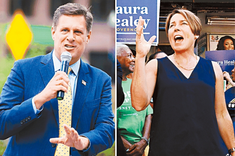 Geoff Diehl和Maura Healey将在11月麻州州长大选中对峙。 MATTHEW LEE
