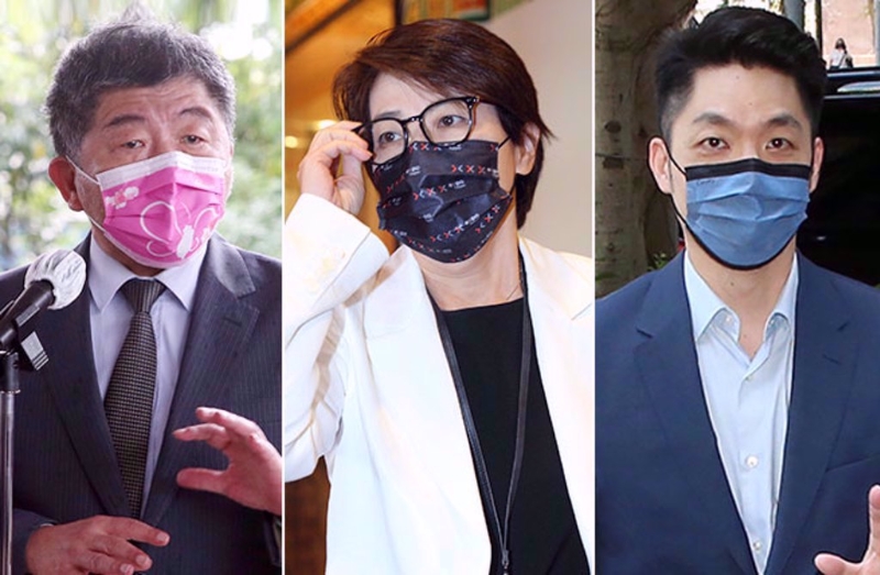 九合一大選倒數不到三個月，首都是兵家必爭之地，台北市長選戰形成三腳督局面，民調高低順序為蔣萬安(右起)、黃珊珊、陳時中。（本報資料照合成）