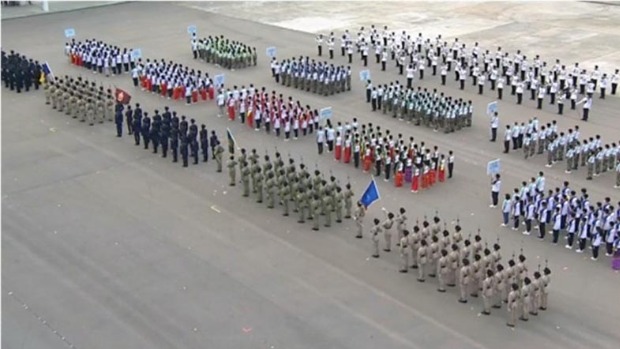 步操大汇演，转中式步操后纪律部队首次联合表演