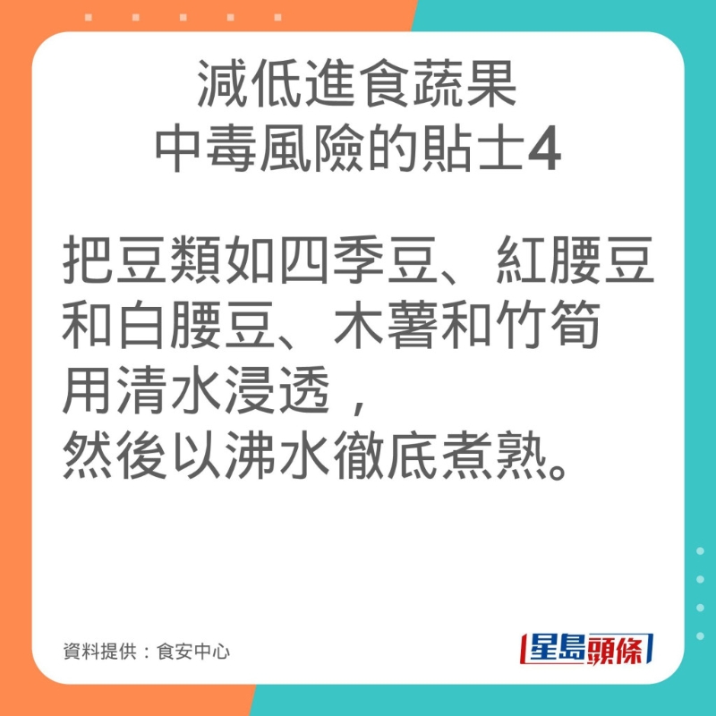 食安中心分享減低進食蔬果中毒風險的貼士。