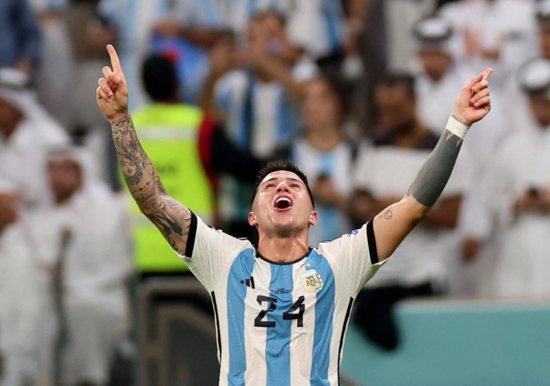 八十七分鐘，安素費南迪斯燙射遠柱入網，為阿根廷鎖定2:0勝局。REUTERS