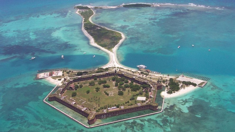 PHOTO: Aerial view of Dry Tortugas National Park, 70 miles west of Key West, Fla.