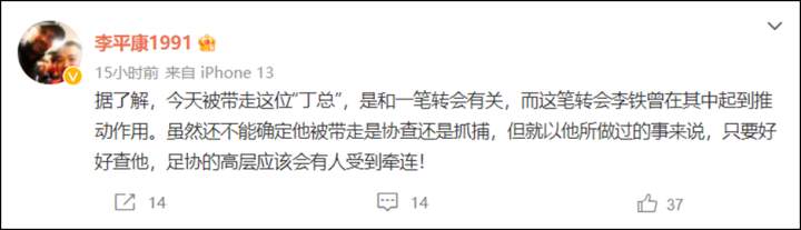 媒体人李平康公布了丁勇被带走的原因。