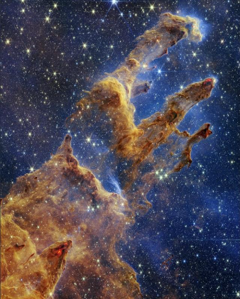 韋伯太空望遠鏡捕捉到「創生之柱」的壯麗奇觀。 資料圖片