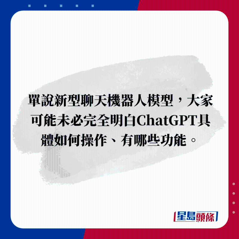 單說新型聊天機器人模型，大家可能未必完全明白ChatGPT具體如何操作、有哪些功能。