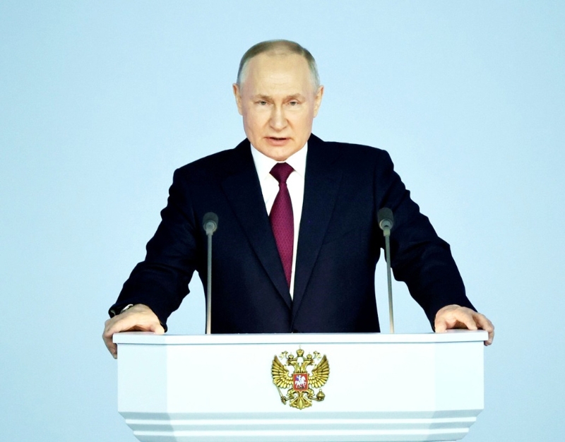 俄羅斯總統普丁26日指控西方要「瓦解」俄羅斯，恐讓俄羅斯民族消失，分裂成一個個小國。（資料照／擷取自克里姆林宮官網）