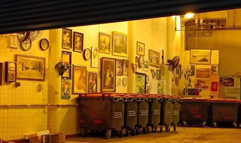 葵涌一座垃圾房内的艺术墙照片，近日在网上疯传。 （网上图片）