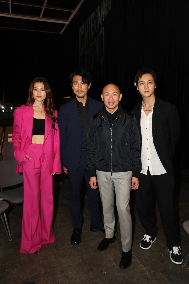 电影《爆裂点》总导演及监制林超贤与陈伟霆（William）、周秀娜及谭俊彦受访。