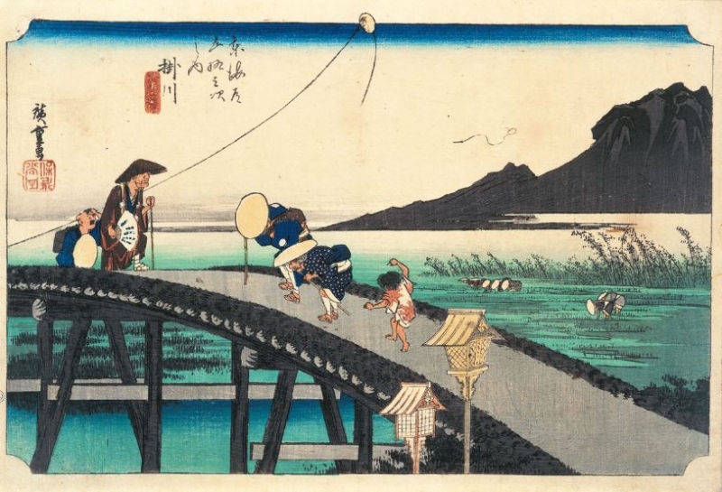 日本浮世繪｜歌川廣重大叔圖譜：《東海道五拾三次之内 掛川 秋葉山遠望》