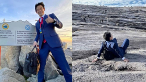 为证明衣服品质耐用，日西装店老板西装皮鞋征服4,000米神山