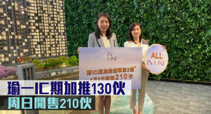 瑜一IC期加推130伙 周日开售210伙。