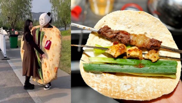 男子COS“淄博烧烤三宝”吸引游客,望为大家带来快乐,意外获美女拥抱 男子COS“淄博烧烤三宝”吸引游客,望为大家带来快乐,意外获美女拥抱