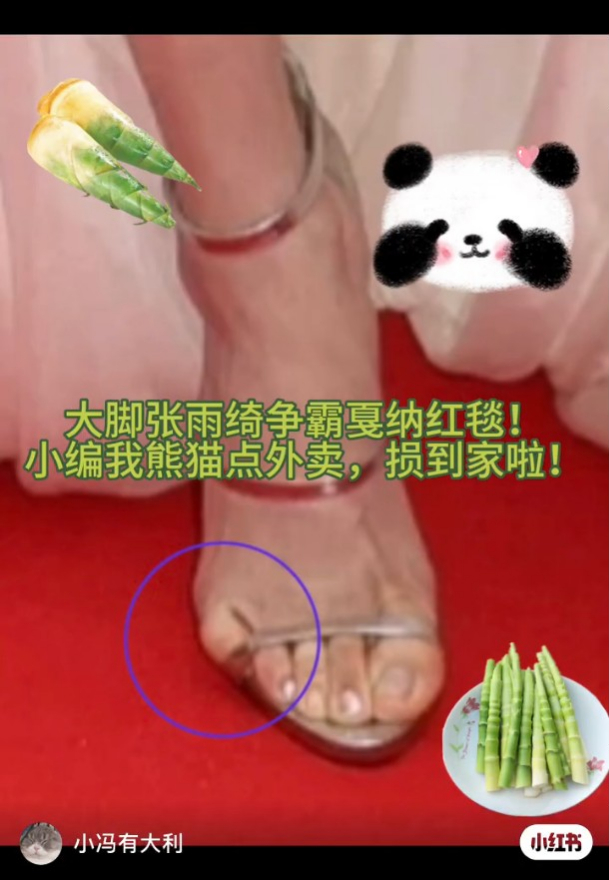 不过有网民发现身穿凉鞋的张雨绮,小脚趾全程跑出绑带外 不过有网民发现身穿凉鞋的张雨绮,小脚趾全程跑出绑带外