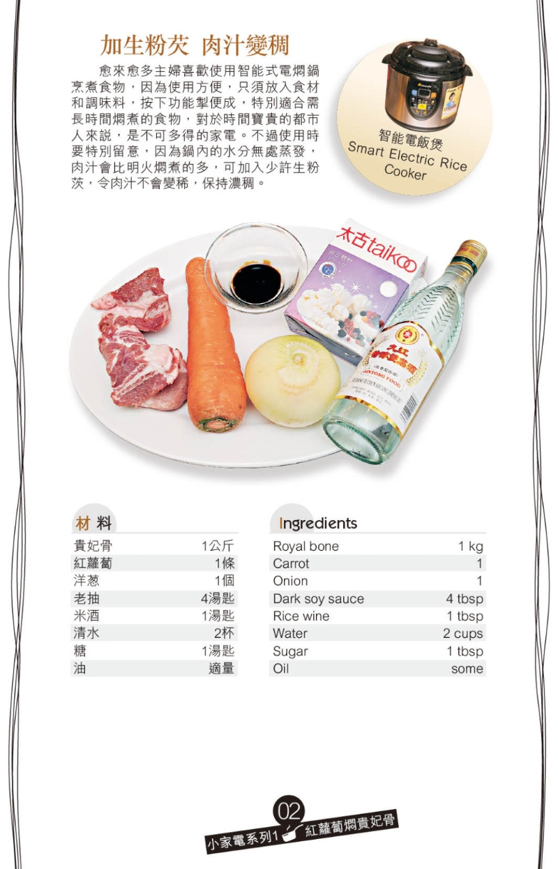 红萝卜焖贵妃骨材料