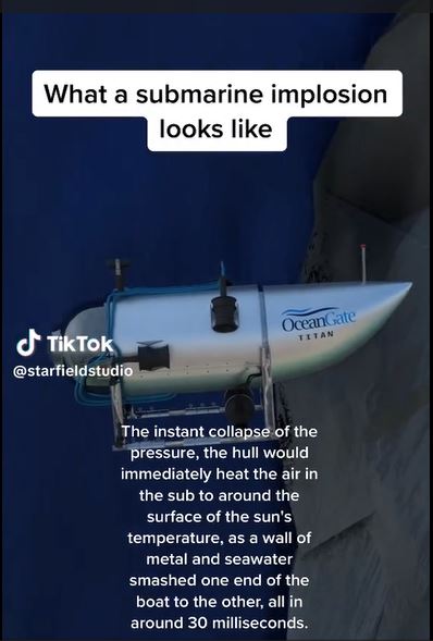 网友制作动画，显示潜艇瞬间粉碎