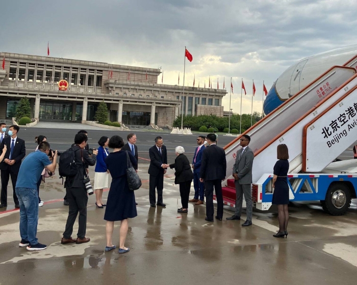 美国财长耶伦（Janet Yellen）已抵达北京首都机场。