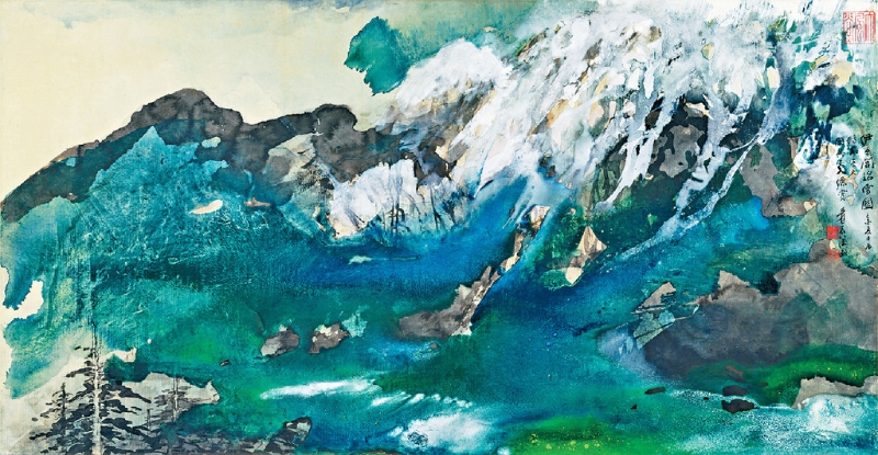 艺术家张大千泼墨画《伊吾闾瑞雪图》