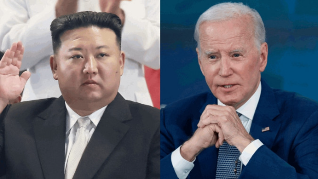 美国总统拜登(右)盼与朝鲜领导人金正恩会谈。 美国总统拜登(右)盼与朝鲜领导人金正恩会谈。