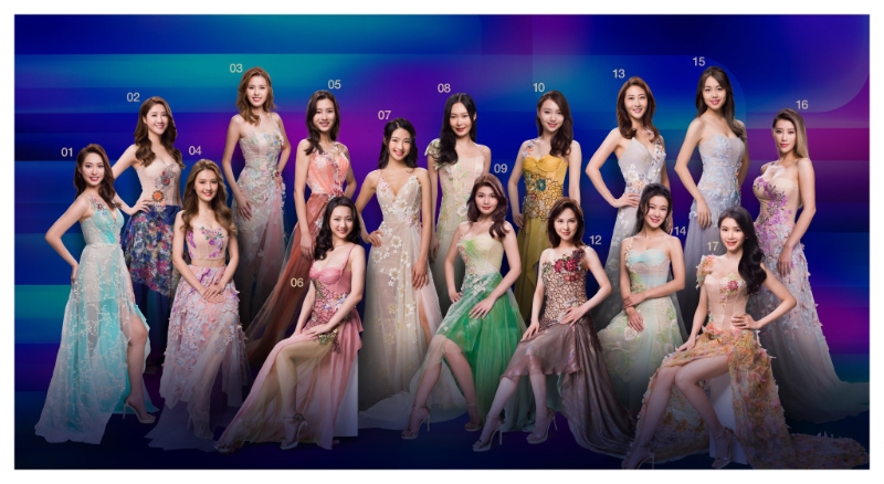 16位佳丽性感晚装大合照。 16位佳丽性感晚装大合照。