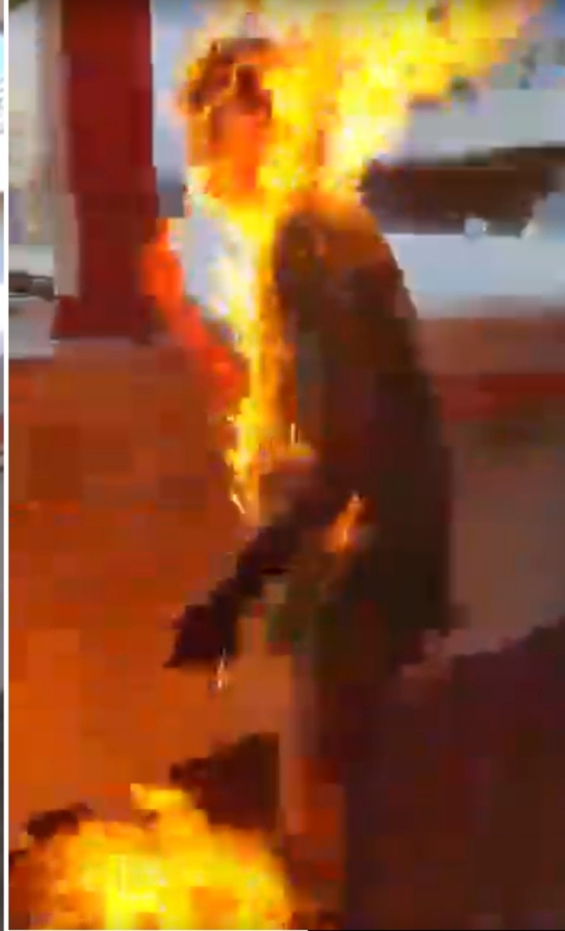 当日一名男子与群众发生争执后遭人淋泼易燃液烧身。 资料图片 当日一名男子与群众发生争执后遭人淋泼易燃液烧身。 资料图片