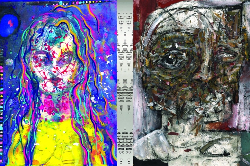 Lai Yan Cheung(张俪人)与Sean Leegal的作品,主要选用塑胶彩、蜡、炭笔、珠片及杂志等媒介。 Lai Yan Cheung(张俪人)与Sean Leegal的作品,主要选用塑胶彩、蜡、炭笔、珠片及杂志等媒介。