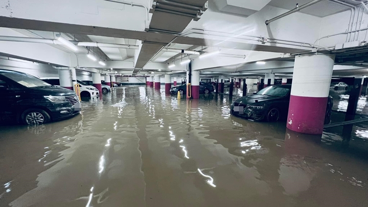 环翠邨停车场再出现水浸。